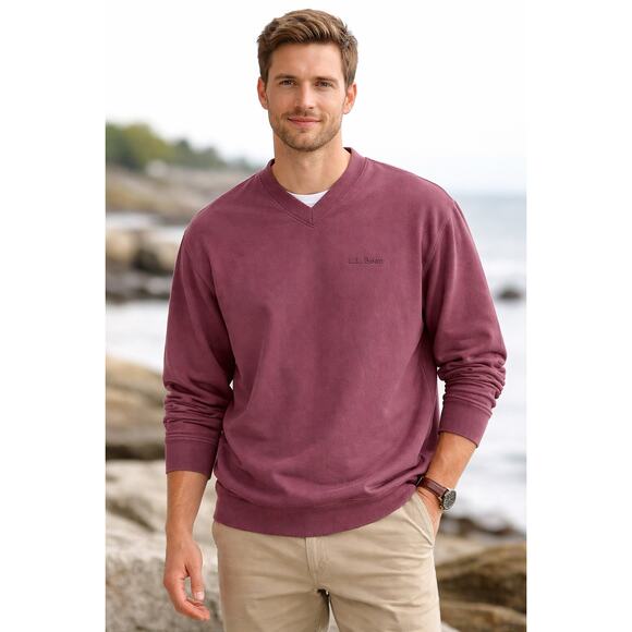 L. L. Bean Other - L.L. Bean Mens Mauve V Neck Pullover Sweatshirt Classic Outdoor Size XL